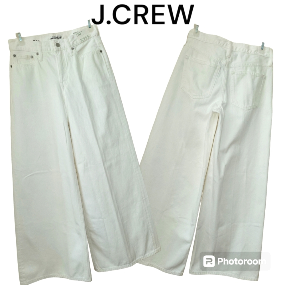 J.CREW Petite high-rise superwide-leg jeans, White, 25P, NWT
